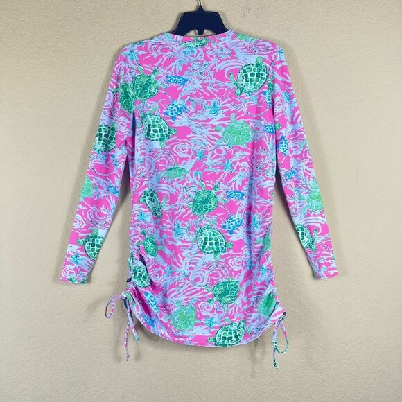 Banana Boat UPF 50+ dress pink green turtle starfish long sleeves beach coverup - Picture 8 of 10
